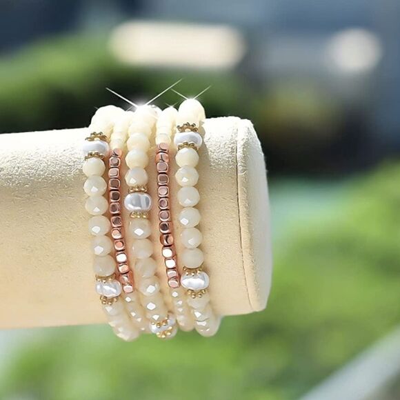 Beaded Watch Band / Compatible With Apple / 38mm 40mm 41mm  5 Strand Beaded Bracelet Band for Apple Watch